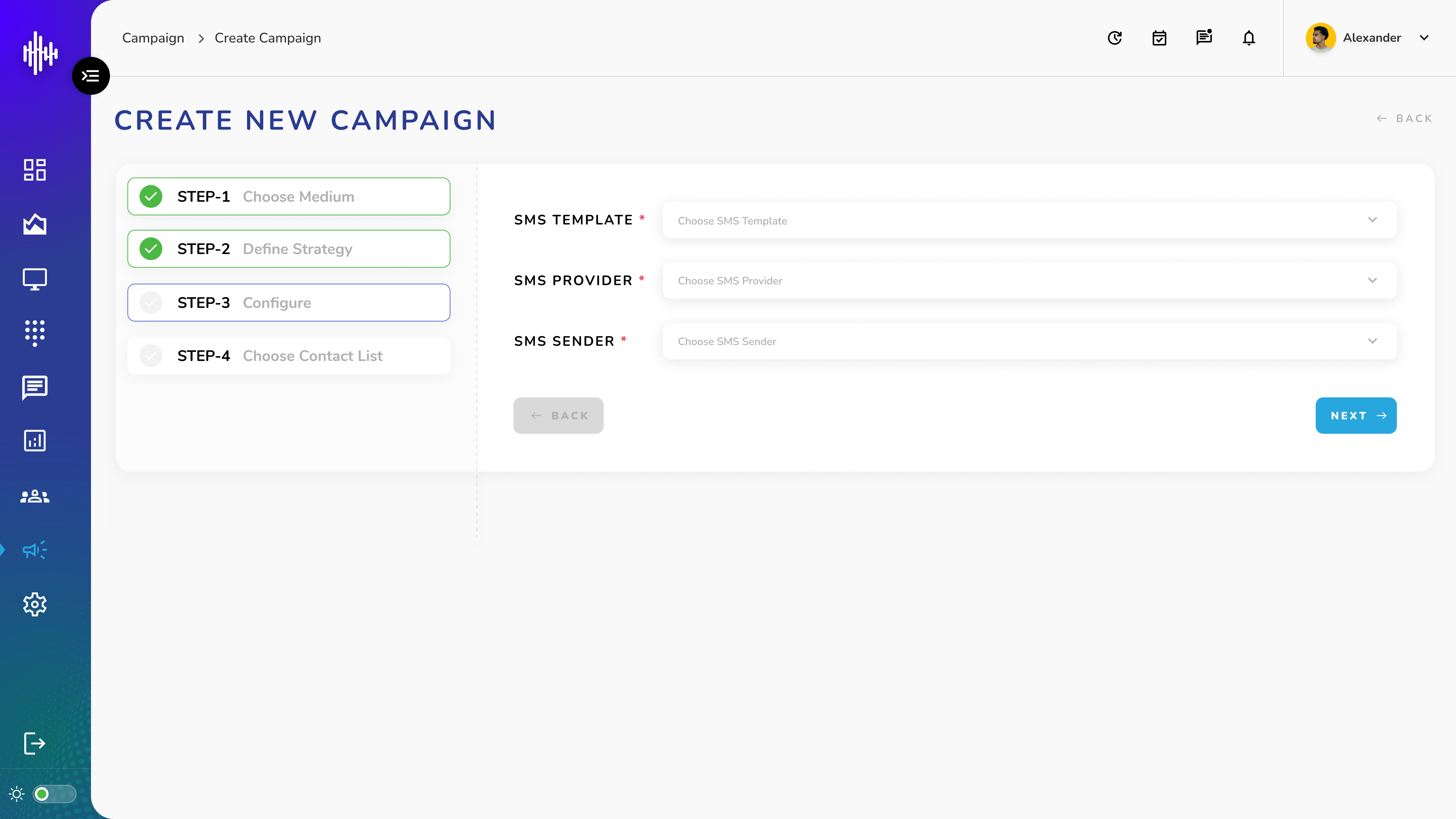 Campaign - Message - Step 3: Configure - For SMS
